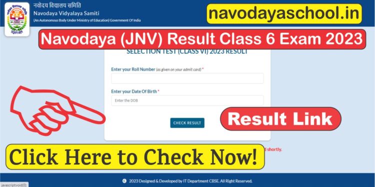 Navodaya.gov.in Class 6 Result 2023 (Released) Download Scorecard Here