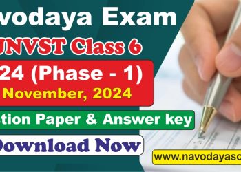 Navodaya Exam (JNVST) 2024 Class 6 (Phase - 1) - 4 Nov. Question Paper with Answer Key